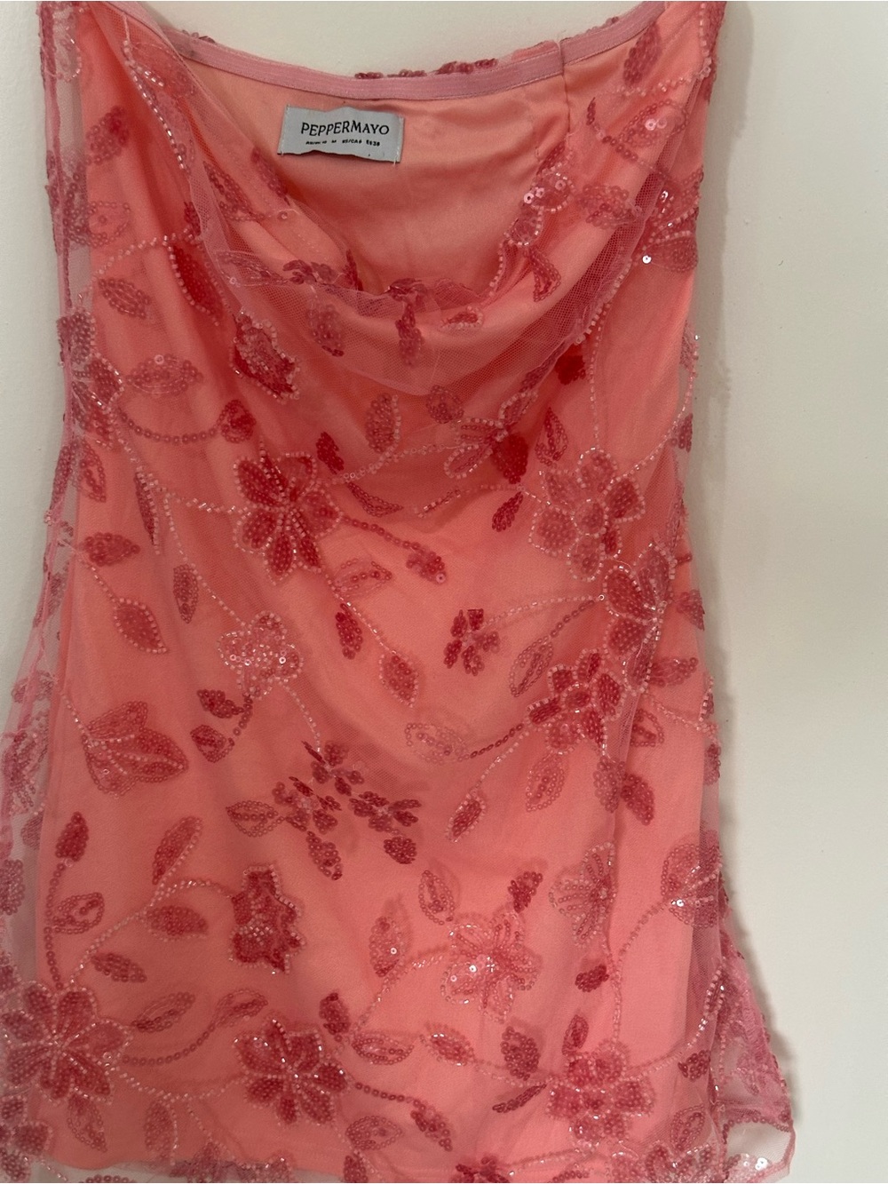 Peppermayo Floral Sequin Camisole Pink Size Medium - Picture 4 of 5